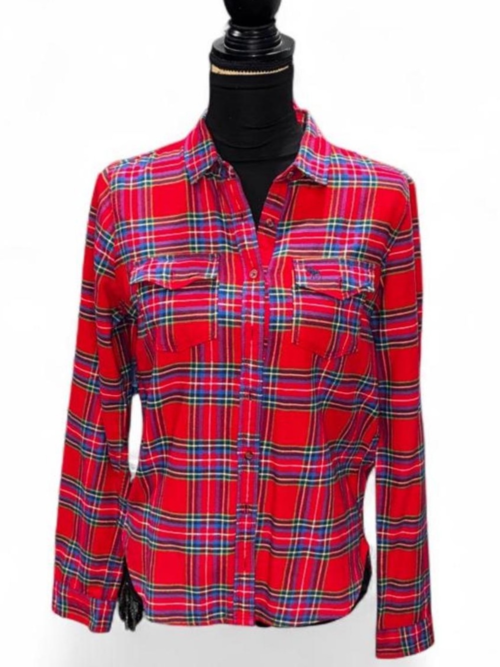 Abercrombie & Fitch Red Plaid Button-Down Shirt